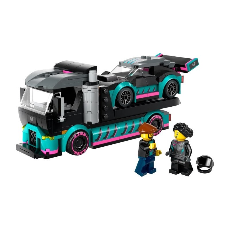 Race Car and Car Carrier Truck